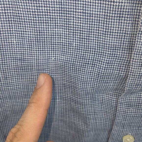 Brooks Brothers Shirt Mens Extra Large XL Blue 100% Linen Collared Preppy Work - Picture 7 of 10